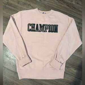 Champion Pink Crewneck Sweatshirt Camo Logo Womens Small Pullover
